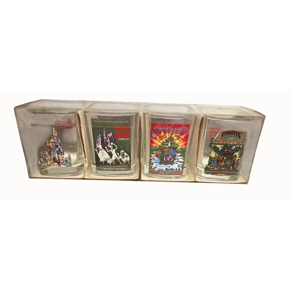 Disney Parks Shot Glass Set Splash Mountain Haunted Mansion Pirates Castle